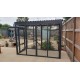 Waterproof Four-Sided Catio cat enclosure painted black with large shelves pack